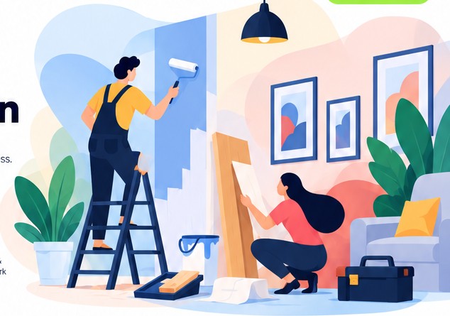 Illustration of painting and home improvement work